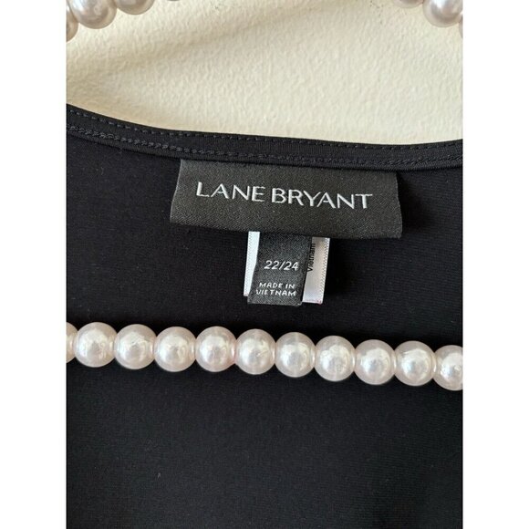 Lane Bryant Size 22/24 Black Stretchy Cardigan Top Tassel Tie Front Mesh Trim - Picture 6 of 6